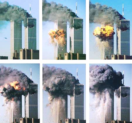 twin towers collapsed. both towers to collapse